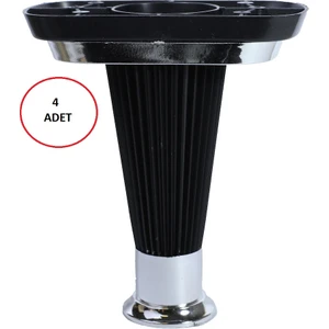 Nitra Mobilya Sehpa Ayağı Baza Ayak Siyah-Krom 15 cm 4'lü Takım