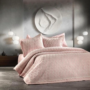 Zebra Casa Leaf Pudra Çift Kişilik Yatak Örtüsü