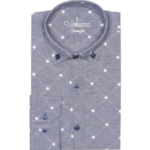Erkek Slim Fit Gri Desenli Koldan Katlamalı Erkek Gömlek