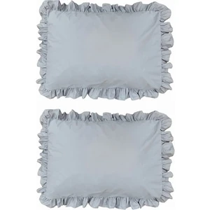 Pamuklu Fırfırlı Gri Iki Adet 50X70 Yastık Kılıfı