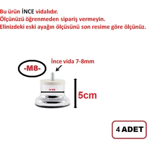 Baza Ayağı - M8- Vidalı - Baza Yükseltme Ayağı - Koltuk Kanepe Ayağı-Çekyat Ayağı - Dolap Ayağı 4 Adet