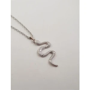X-lady Accessories Minimal Yılan Figürlü Kolye Gümüş Renk Hayvan Temalı Kadınlar İçin