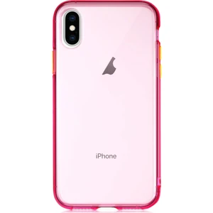 Apple iPhone X Kılıf Renkli Şeffaf Kapak Pembe