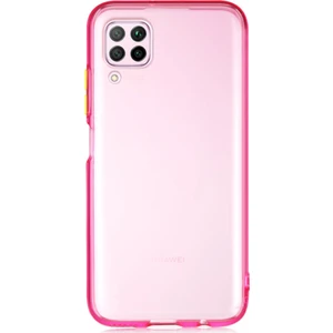 Huawei P40 Lite Kılıf Renkli Şeffaf Kapak Pembe