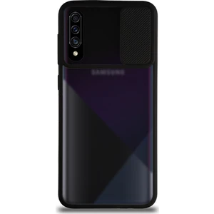 Samsung Galaxy A50 Kapak Lensi Açılır Kapanır Kamera Korumalı Silikon Kılıf Siyah