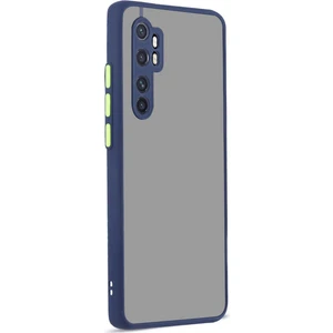 Xiaomi Redmi Note 10 Lite Kılıf Kamera Korumalı Slikon Kenarlı Renkli Düğmeli Mat Arka Kapak Lacivert