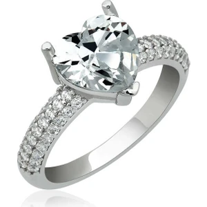 Gümüş Kalp Montür Kadın Yüzük