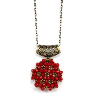 Hayrat Neşriyat Boyun Cevşeni Kırmızı Renk Yuvarlak Boncuklu Kolye
