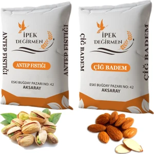 Ipek Değirmen Çiğ Badem 500 gr + Antep Fıstığı 500 gr Lüks Kuruyemiş