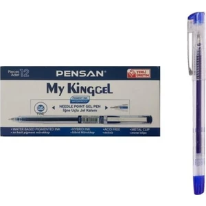 6405 My King Gel 0.5 mm İğne Uç Metal Klips Kalem 12'li Mavi