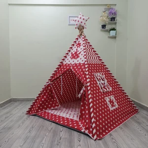 Henna Prime Sabitlenebilir Çocuk Oyun Çadırı Kırmızı Yıldızlar