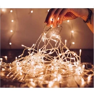 Hediye Filesi  10 Metre Fişli  Şeffaf Kablolu Günışığı 100 Ledli Peri LED Animasyonlu