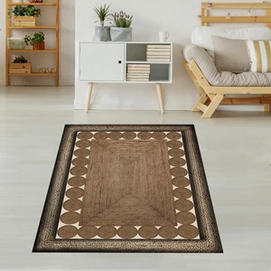 Bona Fortuna Jüt Hasır Kilim Görünümlü Dijital Baskılı Kaymaz Taban Yıkanabilir Modern Salon Halısı Antrasit