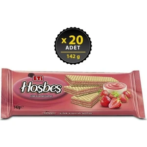 Hoşbeş Çilek Kremalı Gofret 142 g x 20 Adet