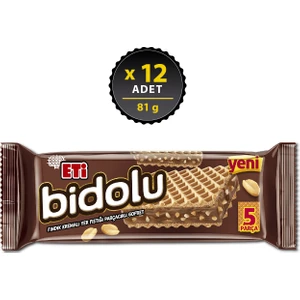 Bidolu Fındık Kremalı Yer Fıstığı Parçacıklı Gofret 81 g x 12 Adet