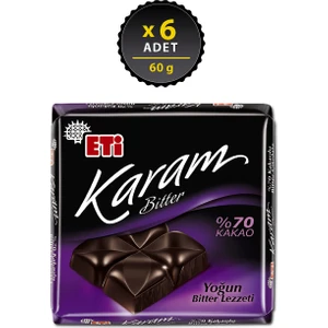 Karam %70 Kakaolu Bitter Çikolata 60 g x 6 Adet