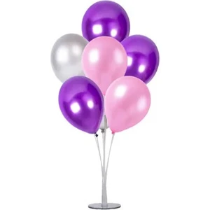 Pembe Mor Gri Ayaklı Balon Standı