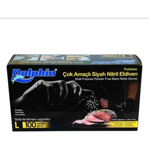 Pudrasız Siyah Nitril Eldiven ( L Beden)