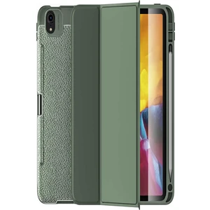 Apple iPad Pro 11 2018 Deri Görünümlü Stantlı Silikon Tablet Kılıfı  - Yeşil