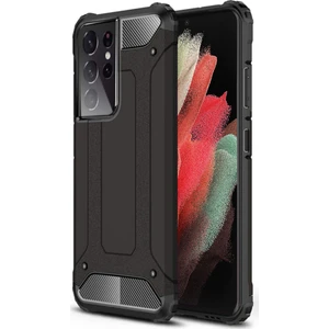 Samsung Galaxy S21 Ultra Kapak Çift Katmanlı Zırh Tank Kılıf - Siyah