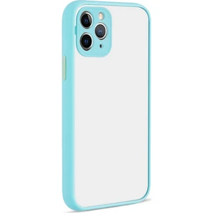 Apple iPhone 12 Pro Max Kılıf Kamera Korumalı Silikon Kenarlı Renkli Düğmeli Mat Arka Kapak - Turkuaz