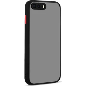 Apple iPhone 8 Plus Kılıf Kamera Korumalı Silikon Kenarlı Renkli Düğmeli Mat Arka Kapak - Siyah