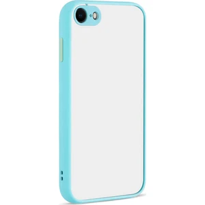 Apple iPhone Se 2020 Kılıf Kamera Korumalı Silikon Kenarlı Renkli Düğmeli Mat Arka Kapak - Turkuaz