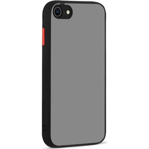 Apple iPhone Se 2020 Kılıf Kamera Korumalı Silikon Kenarlı Renkli Düğmeli Mat Arka Kapak - Siyah