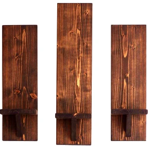 Bfd Wood Bfdwood Doğal Ahşap Dekoratif 3'lü Duvar Rafı