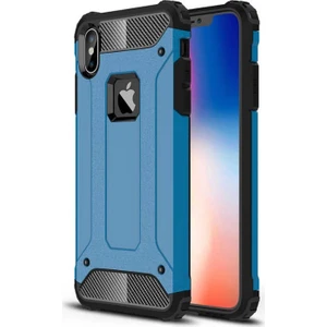 - Apple iPhone X - Kılıf Çift Katman Zırh Tank Crash Military Kapak - Mavi - T2456