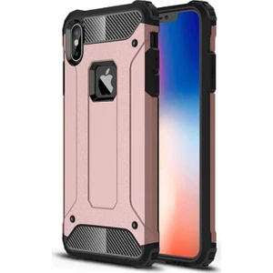 - Apple iPhone X - Kılıf Çift Katman Zırh Tank Crash Military Kapak - Rose Gold - T2456