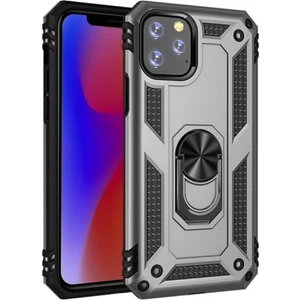 Apple İphone 11 Pro Max 6.5İnch Yüzüklü Kılıf Armor Shockproof Ring Kılıf Al32157 Gri
