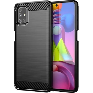 Samsung Galaxy M51 Brushed Carbon Fiber Silikon Kılıf Al33444 Siyah