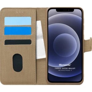 Apple İphone 12 Kılıf Fabric Book Wallet Gold