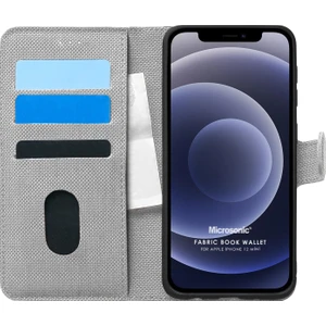 Apple İphone 12 Mini Kılıf Fabric Book Wallet Gri