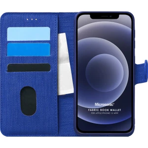 Apple İphone 12 Mini Kılıf Fabric Book Wallet Lacivert