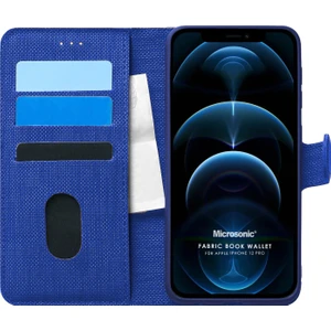 Apple İphone 12 Pro Kılıf Fabric Book Wallet Lacivert