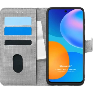 Huawei P Smart 2021 Kılıf Fabric Book Wallet Gri