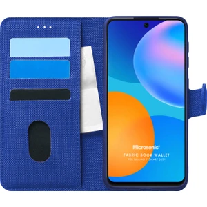 Huawei P Smart 2021 Kılıf Fabric Book Wallet Lacivert
