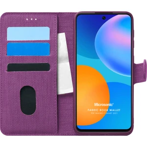 Huawei P Smart 2021 Kılıf Fabric Book Wallet Mor