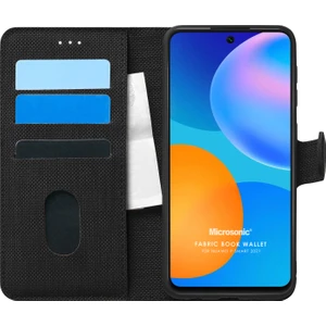 Huawei P Smart 2021 Kılıf Fabric Book Wallet Siyah