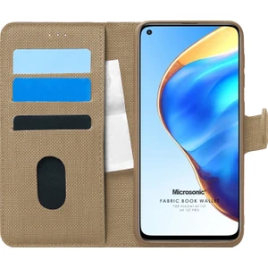 Xiaomi Mi 10T Pro Kılıf Fabric Book Wallet Gold
