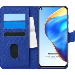 Xiaomi Mi 10T Pro Kılıf Fabric Book Wallet Lacivert