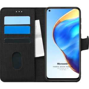 Xiaomi Mi 10T Pro Kılıf Fabric Book Wallet Siyah