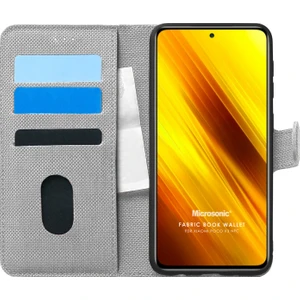 Xiaomi Poco X3 Nfc Kılıf Fabric Book Wallet Gri