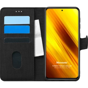 Xiaomi Poco X3 Nfc Kılıf Fabric Book Wallet Siyah