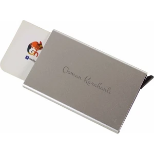 Hediye Rengi İsme Özel Metal Kaplamalı Bas Çek Akıllı Kartvizitlik​ Silver