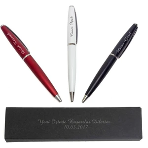 Hediye Rengi İsme Özel Metal Tükenmez Kalem Kutulu