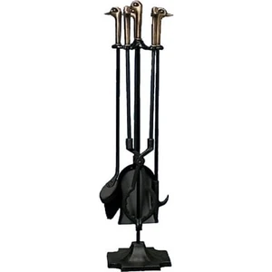 Nova Flame Bronz  Ördek Başlı 4'lü Şömine Maşa Takımı