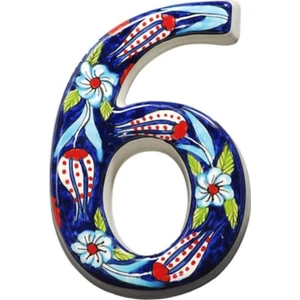 Seramik Lale Desende Kapı Numarası Lacivert 6